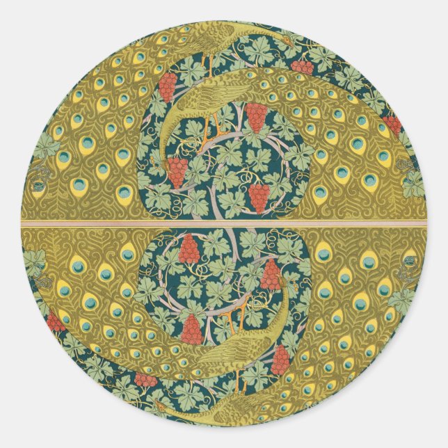 Adesivo Peacock Art Nouveau Estilo redondo intrincado desi (Frente)