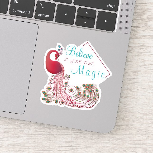 Adesivo Peacock bonito com citação inspiradora (Detalhe)