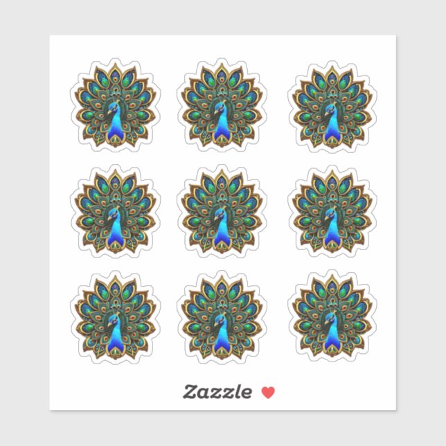 Adesivo Peacock de Plumage Colorido (Folha)