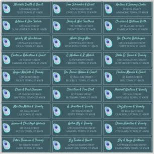 Adesivo Peacock Feather Teal Modern Wedn Endereço de Conv