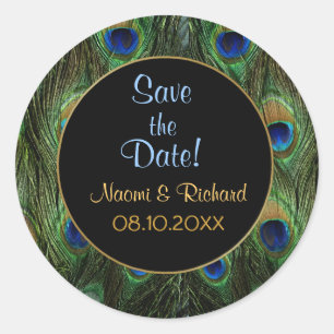 Adesivo Peacock Feather Wedding Seal - Personalizar