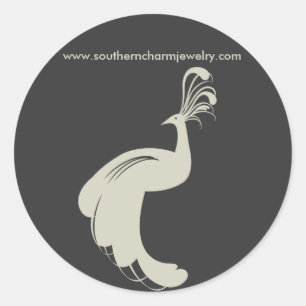 ADESIVO PEACOCK FLOURISH EM TAN/CINZA ROUND STICKER