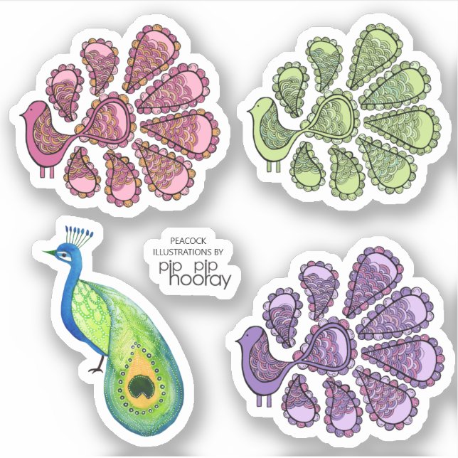 Adesivo Peacock Pattern Ilustrações de Arte Desenhos Vinil (Frente)
