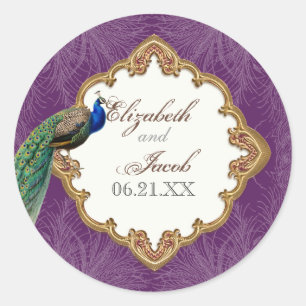 Adesivo Peacock & Swirls - Sticker ou Selo de Casamento