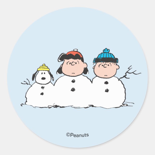 Adesivo Peanuts | 3 Person Snowman (Frente)