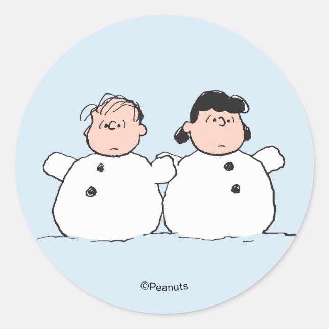 Adesivo Peanuts | Linus & Lucy Snowmen (Frente)