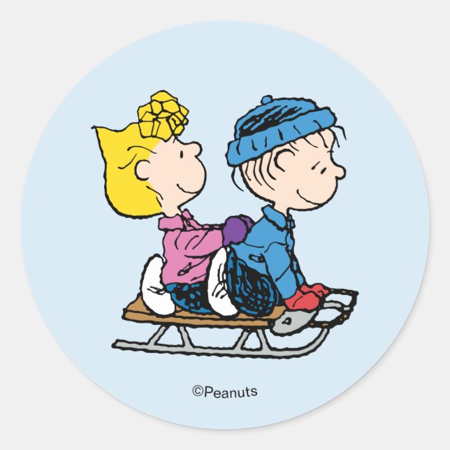 Adesivo Peanuts | Sally & Linus Sled Riding (Frente)