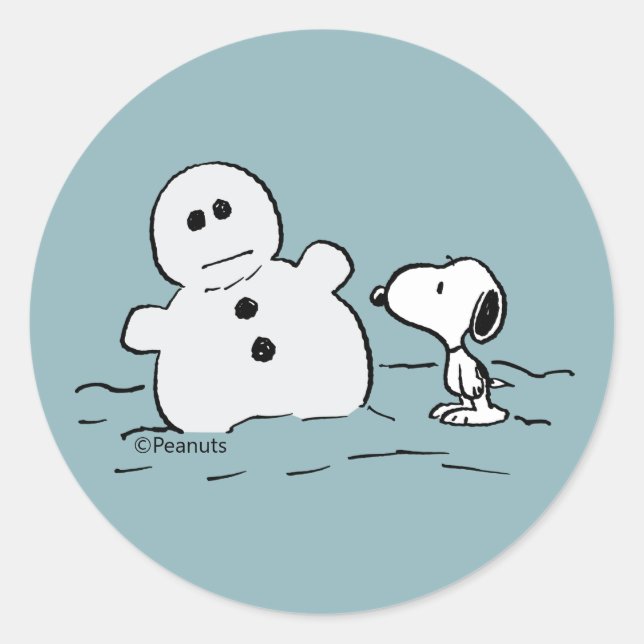 Adesivo Peanuts | Snoopy Builds A Snowman (Frente)
