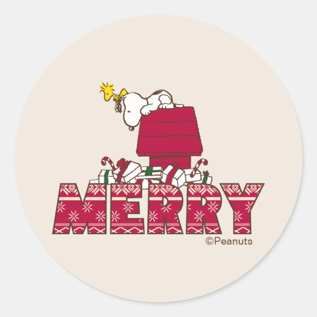 Adesivo Peanuts | Snoopy & Woodstock Merry Ugly Sweater (Frente)