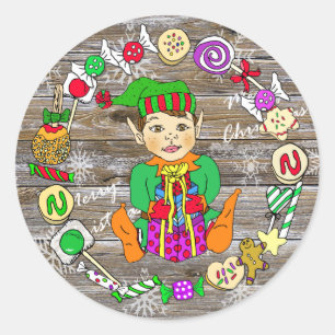 Adesivo Peão desenhada Festiva de Natal Elf & Candy