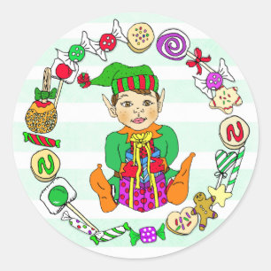 Adesivo Peão desenhada Festiva de Natal Elf & Candy