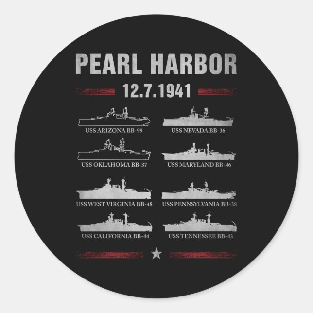 Adesivo Pearl Harbor Battleship Memorial Day dezembro 7 (Frente)