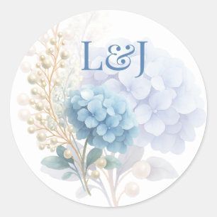 Adesivo Pearl Hydrangea Blue Waterercolor Casamento Românt