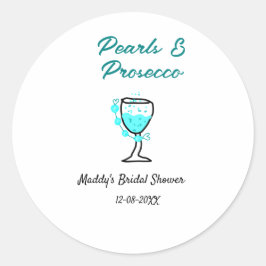 Adesivo Pearls and prosecco bridal shower blue black name 