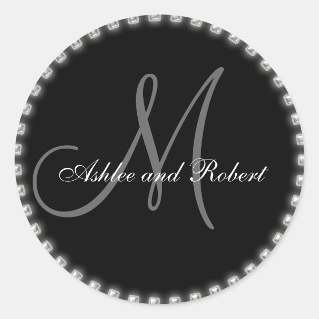 Adesivo Pearls De Prata De Casamento Monograma (Frente)