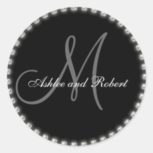 Adesivo Pearls De Prata De Casamento Monograma