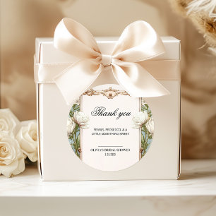Adesivo Pearly e Floral Prosecco Chá de Noiva Obrigado