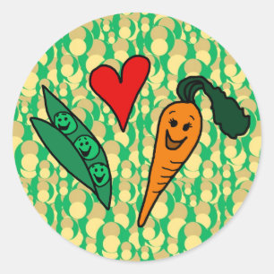 Adesivo Peas Love Carrots, Design verde e laranja