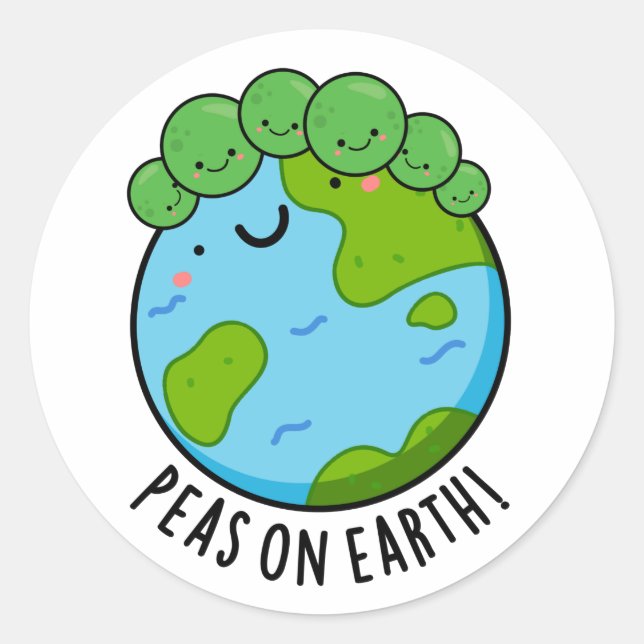 Adesivo Peas Na Terra Engraçado Veggie Peace Pun (Frente)