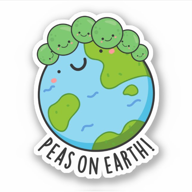 Adesivo Peas Na Terra Engraçado Veggie Peace Pun (Frente)