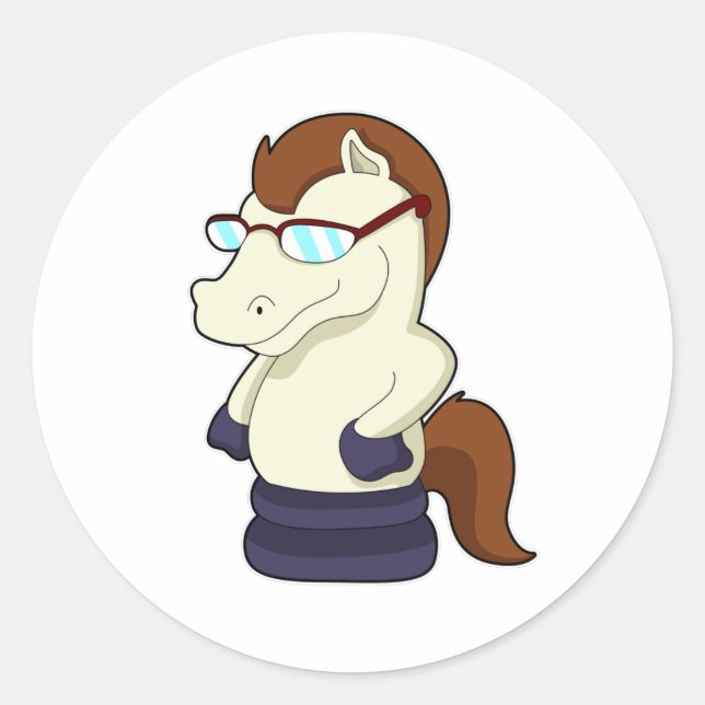 Adesivo Peça de xadrez Cavalo como Cavalo com Óculos Solar (Frente)