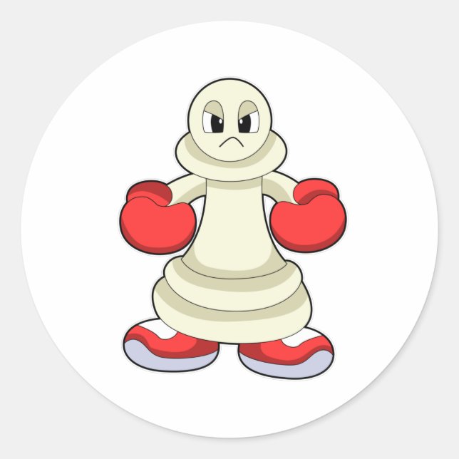 Adesivo Peça de xadrez como Boxer com luvas "in a box" (Frente)