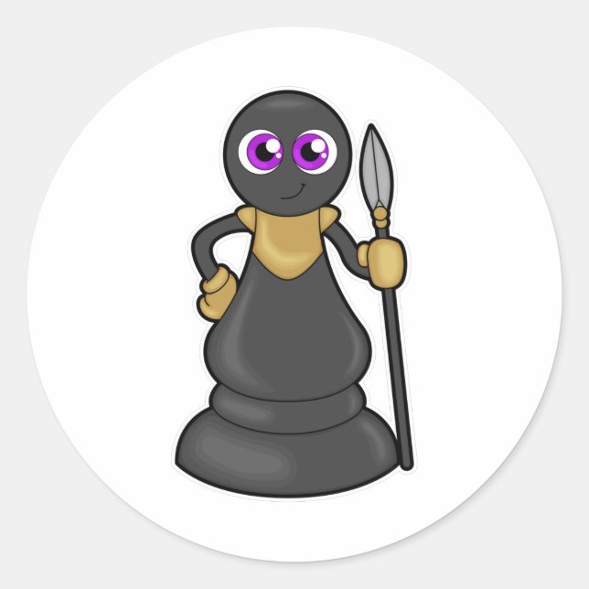 Adesivo Peça de xadrez em xadrez com lança (Frente)