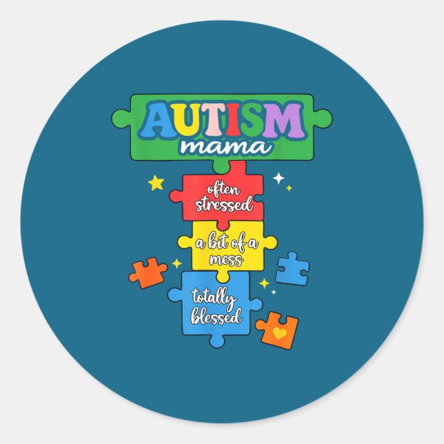 Adesivo Peça do quebra-cabeça da mãe autismo conscientizaç (Frente)