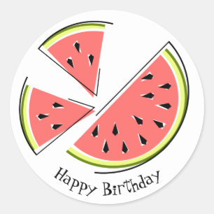 Adesivo Peças de melancia Feliz Aniversário ao redor