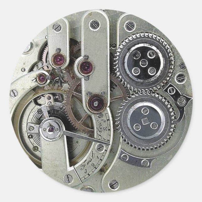 Adesivo Peças móveis a vapor prateado (Frente)