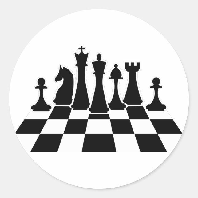 Adesivo Peças pretas de xadrez num tabuleiro de xadrez (Frente)