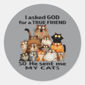 Adesivo Pedi a Deus um verdadeiro amigo Ele enviou gatinho