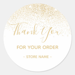 Adesivo Pedido Dourado de Falha Personalizado Obrigado