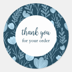 Adesivo PEDIDO OBRIGADO A FLORES Azuis Personalizadas Fleb