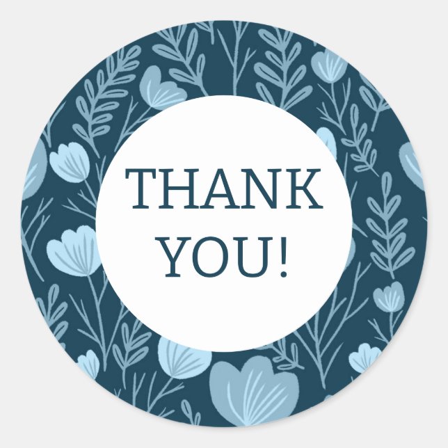 Adesivo PEDIDO OBRIGADO A FLORES Azuis Personalizadas Fleb (Frente)