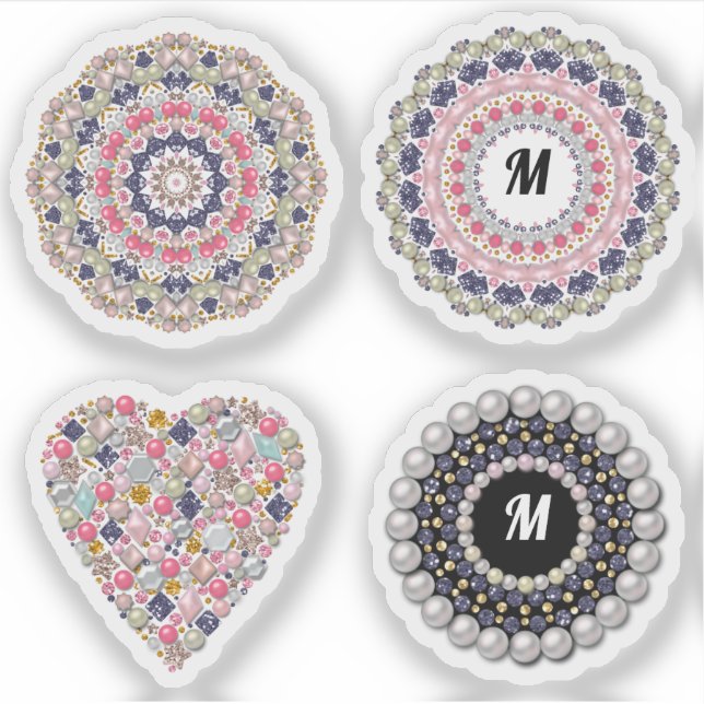 Adesivo Pedra-chic, mandala, broche, decoração, pérola (Frente)