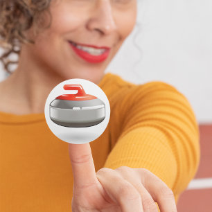 Adesivo Pedra de Curling Vermelha Esportes de Inverno