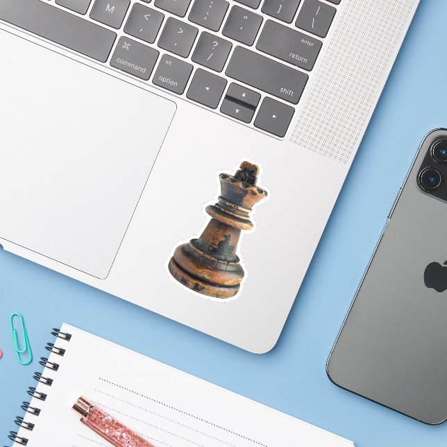 Adesivo Pedra de xadrez de madeira de vintage (Notebook com iPhone)