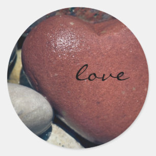 Adesivo Pedra vermelha do coração da costa do lago