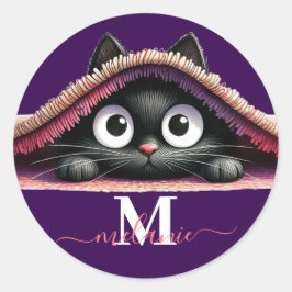 Adesivo Peek-a-Boo Kitten Script Name Monogram Girls'