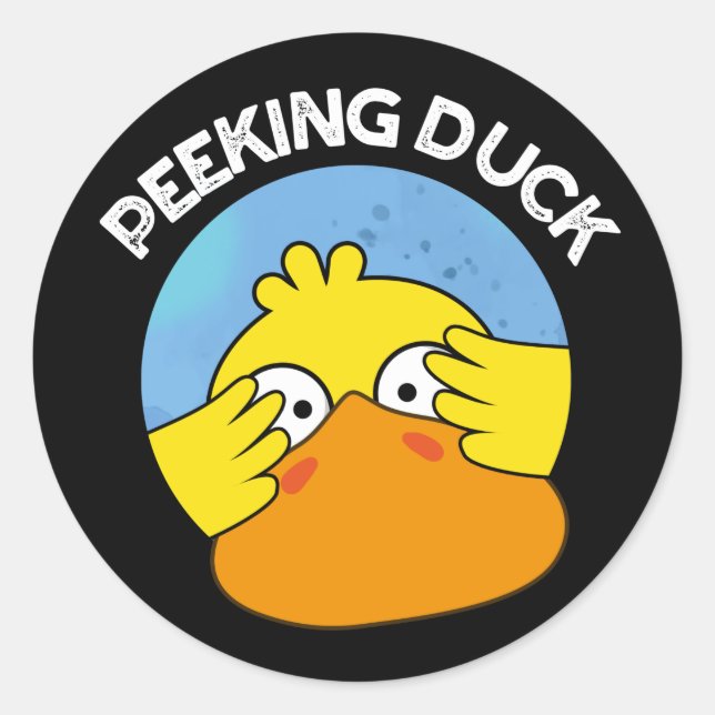Adesivo Peeking Duck Funny Animal Chinês Dish Pun Dark BG (Frente)