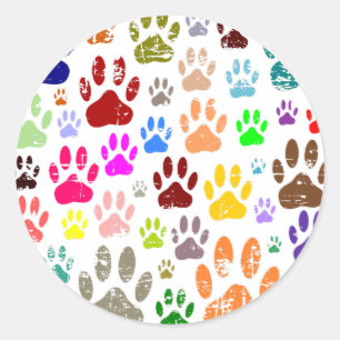 Adesivo Pegadas de Pata de Cachorro Coloridas e Distintas