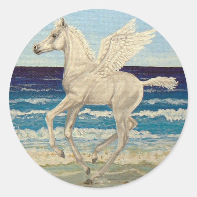 Adesivo Pegasus Horse Baby on Beach Fantasy (Frente)