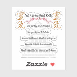 Adesivo pegatina 5 principios reiki