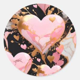 Adesivo Pegatina corazones rosa con detalles dorados en fo