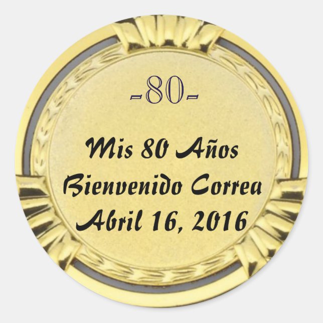 Adesivo pegatina o sticker de medalla dorada cumpleaños (Frente)