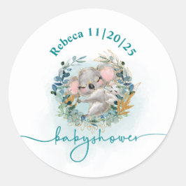 Adesivo Pegatina redonda Baby Shower "Baby Koala"
