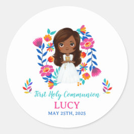 Adesivo Pegatina redonda LUCY Primera Comunión