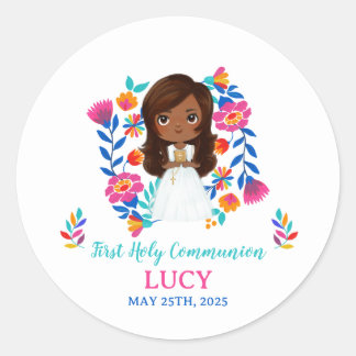 Adesivo Pegatina redonda LUCY Primera Comunión