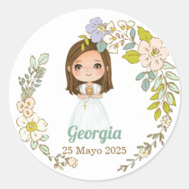 Adesivo Pegatina redonda Primera Comunión GEORGIA